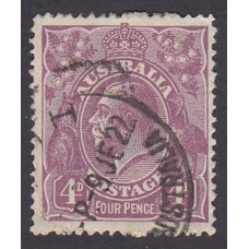 Australian    King George V    4d Violet  Single Crown WMK Plate Variety 1L58..